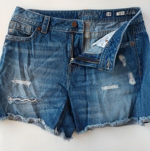Miss Me Blue Denim Boyfriend Cut-Off Shorts